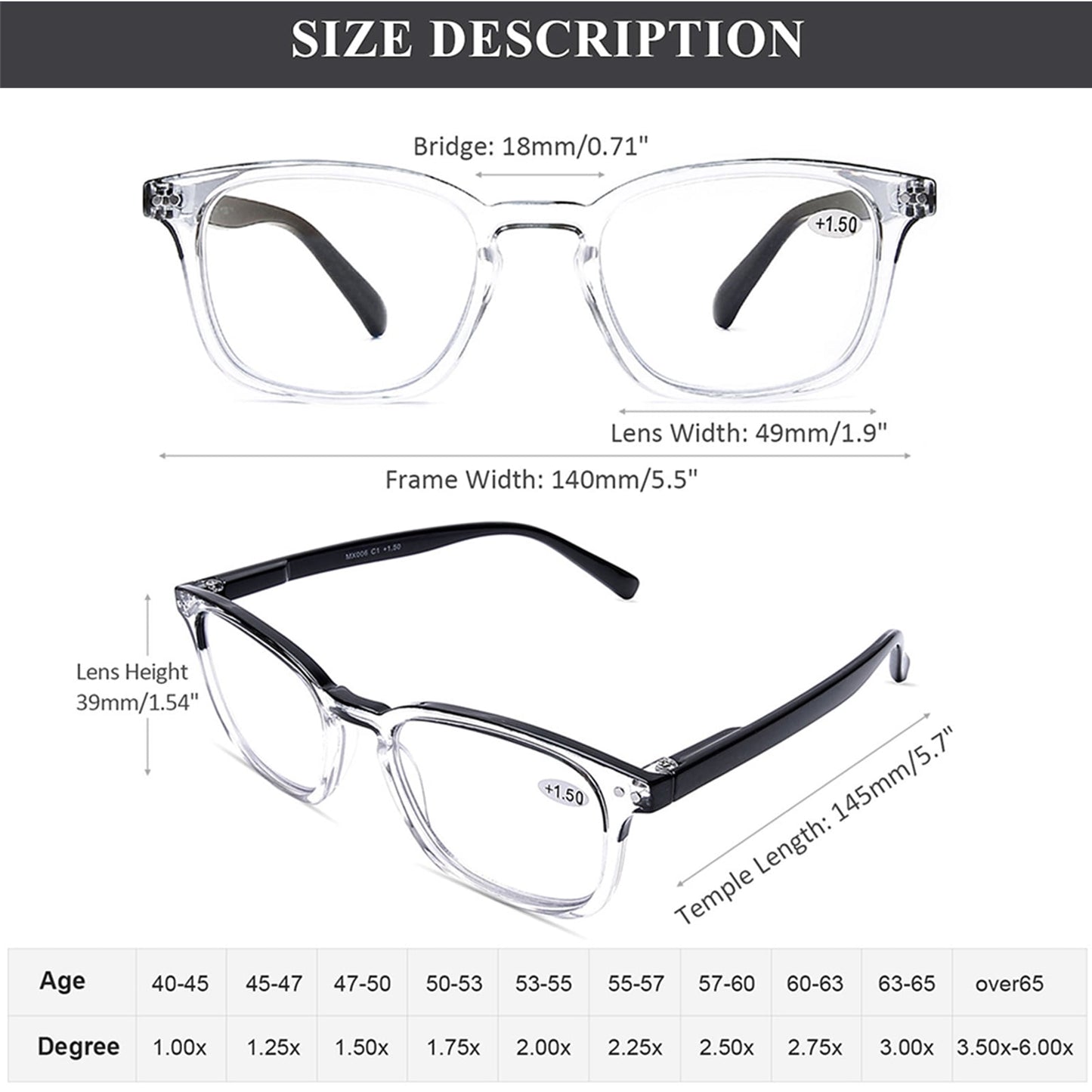 Blue Light Blocking Computer Reading Glasses, 4 Pairs Fashion Designer Clear Readers for Men Women Anti Glare UV with Spring Hinge Lightweight Comfortable, 3.5