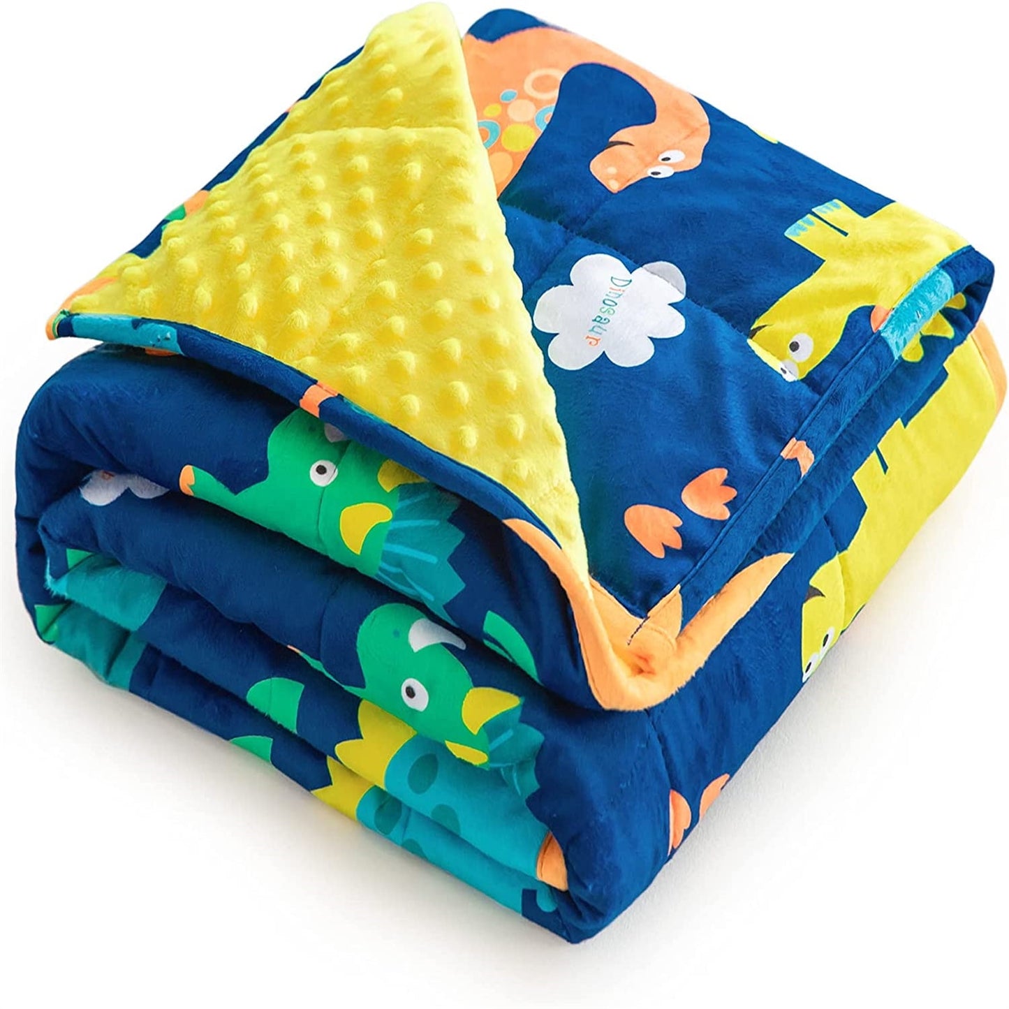 Soft 3lbs Weighted Toddler Blanket for Calming and Sleeping,Blue Dinosaur, 36x48 inches