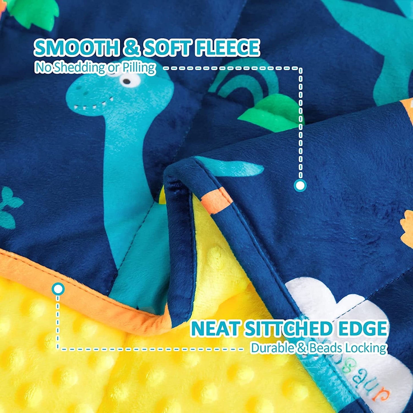 Soft 3lbs Weighted Toddler Blanket for Calming and Sleeping,Blue Dinosaur, 36x48 inches